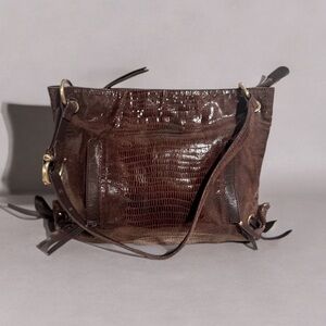 Chez by Cheryl Fine Leather Goods Snakeskin Hobo Large Shoulder Crossbody Bag